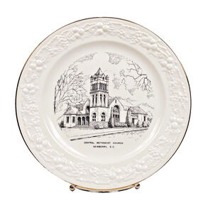 Homer Laughlin Eggshell Plate Newberry SC B52N5 Central Methodist Church 1950's